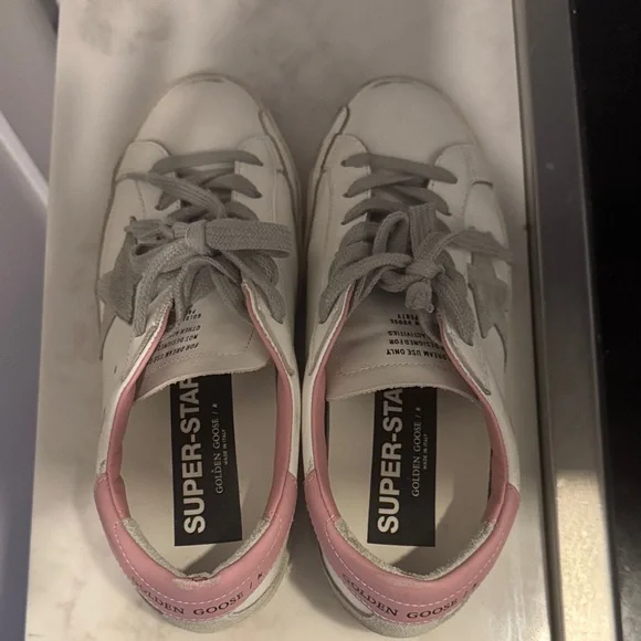 Golden Goose White and Pink Star Sneakers - Picture 2 of 10